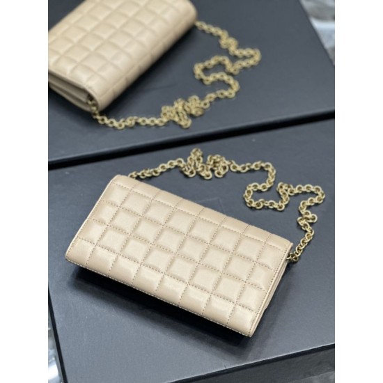 Replica YSL Saint Laurent Le Maillon Chain Wallet Apricot