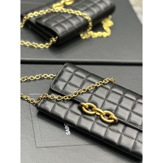 Replica YSL Saint Laurent Le Maillon Chain Wallet Black