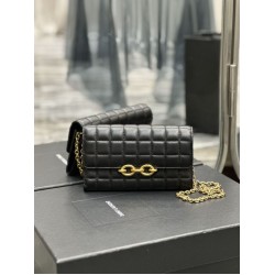 Replica YSL Saint Laurent Le Maillon Chain Wallet Black