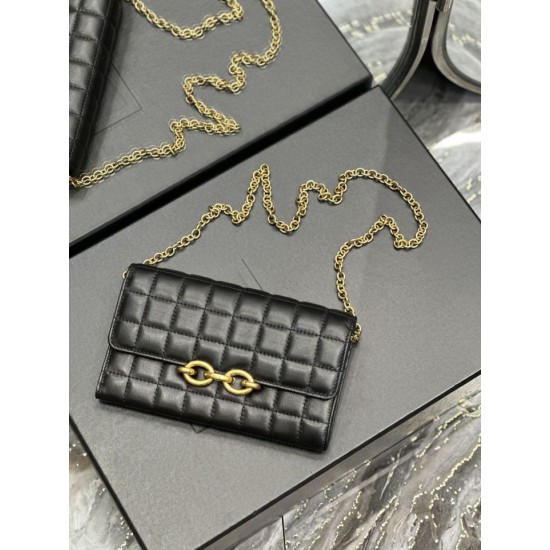 Replica YSL Saint Laurent Le Maillon Chain Wallet Black