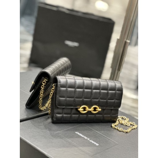 Replica YSL Saint Laurent Le Maillon Chain Wallet Black
