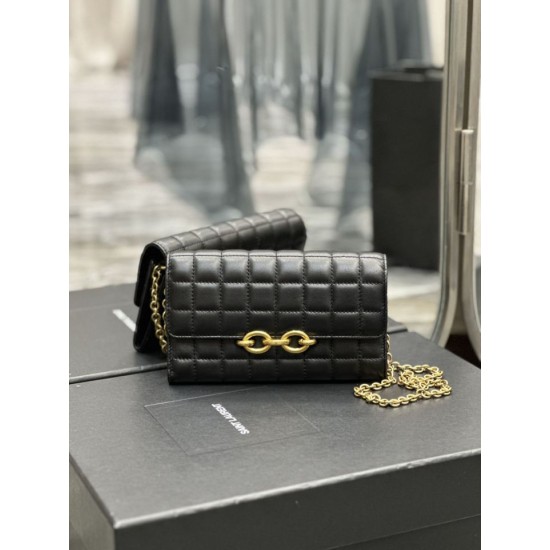 Replica YSL Saint Laurent Le Maillon Chain Wallet Black
