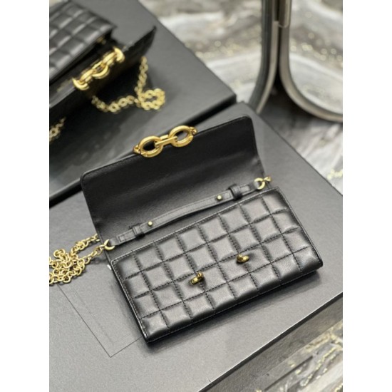 Replica YSL Saint Laurent Le Maillon Chain Wallet Black