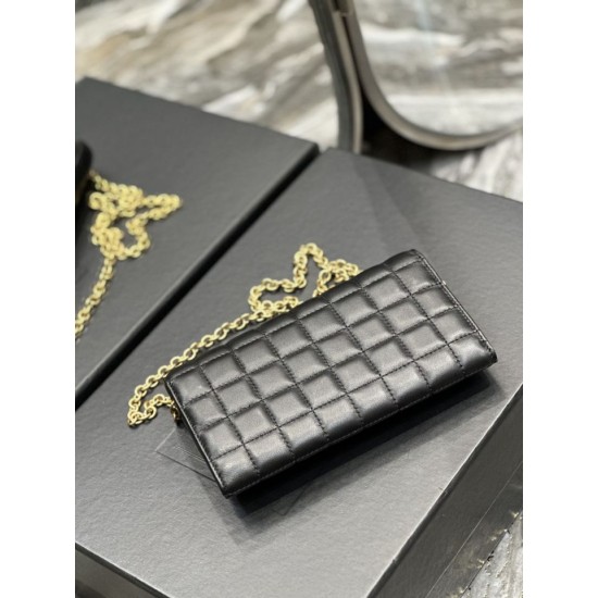 Replica YSL Saint Laurent Le Maillon Chain Wallet Black