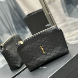 Replica YSL Saint Laurent Gaby Zipped Cosmetic Pouch 23CM Black