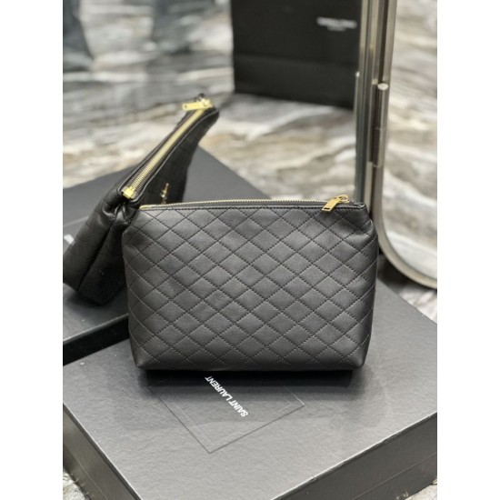 Replica YSL Saint Laurent Gaby Zipped Cosmetic Pouch 23CM Black Replica YSL Saint Laurent Gaby Zipped Cosmetic Pouch 23CM Black