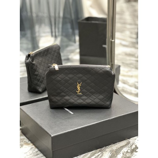Replica YSL Saint Laurent Gaby Zipped Cosmetic Pouch 23CM Black Replica YSL Saint Laurent Gaby Zipped Cosmetic Pouch 23CM Black
