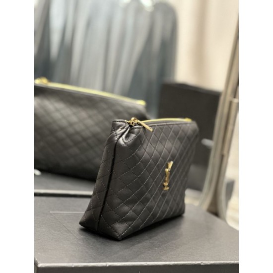 Replica YSL Saint Laurent Gaby Zipped Cosmetic Pouch 23CM Black Replica YSL Saint Laurent Gaby Zipped Cosmetic Pouch 23CM Black