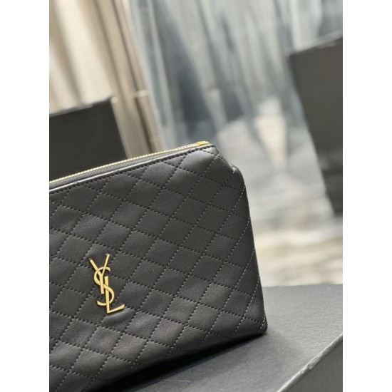 Replica YSL Saint Laurent Gaby Zipped Cosmetic Pouch 23CM Black Replica YSL Saint Laurent Gaby Zipped Cosmetic Pouch 23CM Black