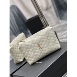 Fake YSL Saint Laurent Gaby Zipped Cosmetic Pouch 23CM White Replica Replica YSL Saint Laurent Gaby Zipped Cosmetic Pouch 23CM White