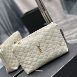 Replica YSL Saint Laurent Gaby Zipped Cosmetic Pouch 23CM White