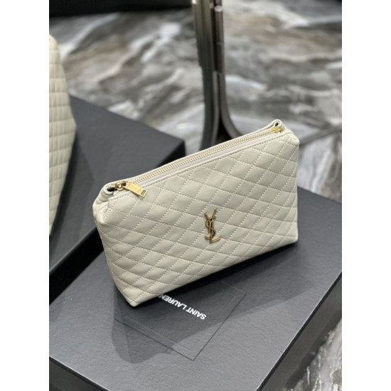 Fake YSL Saint Laurent Gaby Zipped Cosmetic Pouch 23CM White Replica Replica YSL Saint Laurent Gaby Zipped Cosmetic Pouch 23CM White