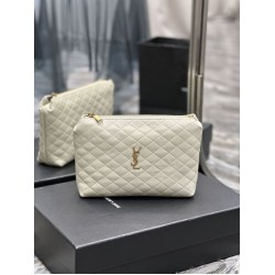 Replica YSL Saint Laurent Gaby Zipped Cosmetic Pouch 23CM White