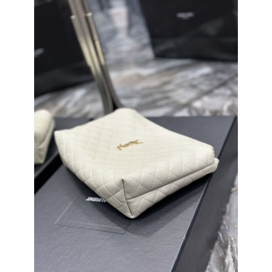 Fake YSL Saint Laurent Gaby Zipped Cosmetic Pouch 23CM White Replica Replica YSL Saint Laurent Gaby Zipped Cosmetic Pouch 23CM White