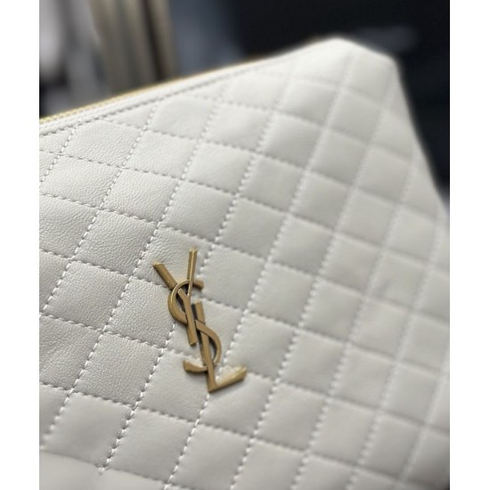 Fake YSL Saint Laurent Gaby Zipped Cosmetic Pouch 23CM White Replica Replica YSL Saint Laurent Gaby Zipped Cosmetic Pouch 23CM White