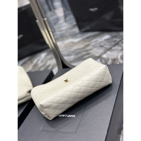 Fake YSL Saint Laurent Gaby Zipped Cosmetic Pouch 23CM White Replica Replica YSL Saint Laurent Gaby Zipped Cosmetic Pouch 23CM White