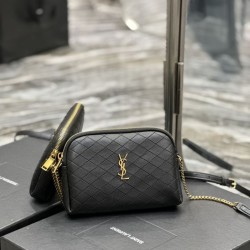Fake YSL Saint Laurent Gaby Zipped Pouch Chain Bag 18cm Black Replica