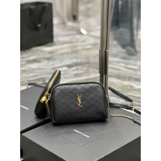 Replica YSL Saint Laurent Gaby Zipped Pouch Chain Bag 18cm Black Fake YSL Saint Laurent Gaby Zipped Pouch Chain Bag 18cm Black Replica