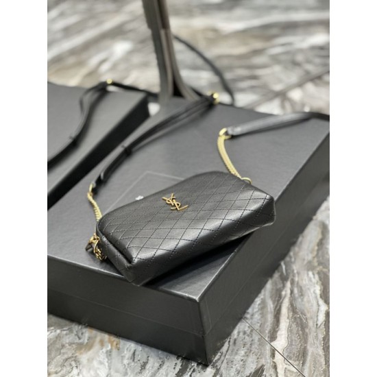 Replica YSL Saint Laurent Gaby Zipped Pouch Chain Bag 18cm Black Fake YSL Saint Laurent Gaby Zipped Pouch Chain Bag 18cm Black Replica