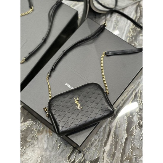 Replica YSL Saint Laurent Gaby Zipped Pouch Chain Bag 18cm Black Fake YSL Saint Laurent Gaby Zipped Pouch Chain Bag 18cm Black Replica