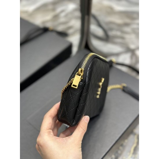 Replica YSL Saint Laurent Gaby Zipped Pouch Chain Bag 18cm Black Fake YSL Saint Laurent Gaby Zipped Pouch Chain Bag 18cm Black Replica