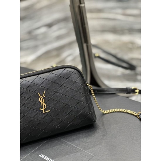 Replica YSL Saint Laurent Gaby Zipped Pouch Chain Bag 18cm Black Fake YSL Saint Laurent Gaby Zipped Pouch Chain Bag 18cm Black Replica