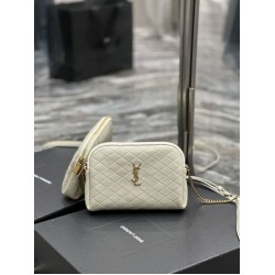 Replica YSL Saint Laurent Gaby Zipped Pouch Chain Bag 18cm White