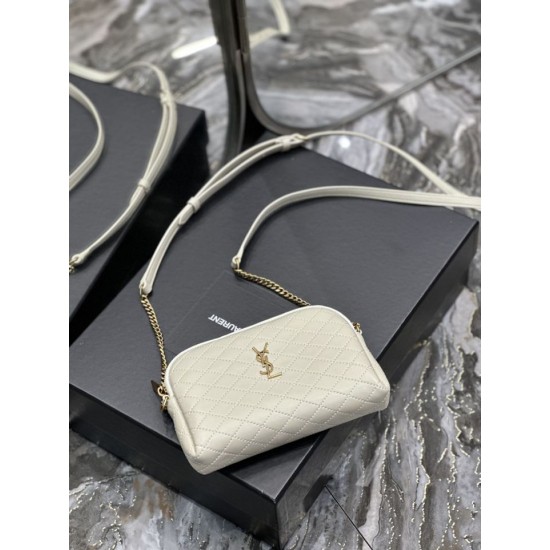 Replica YSL Saint Laurent Gaby Zipped Pouch Chain Bag 18cm White Replica YSL Saint Laurent Gaby Zipped Pouch Chain Bag 18cm White
