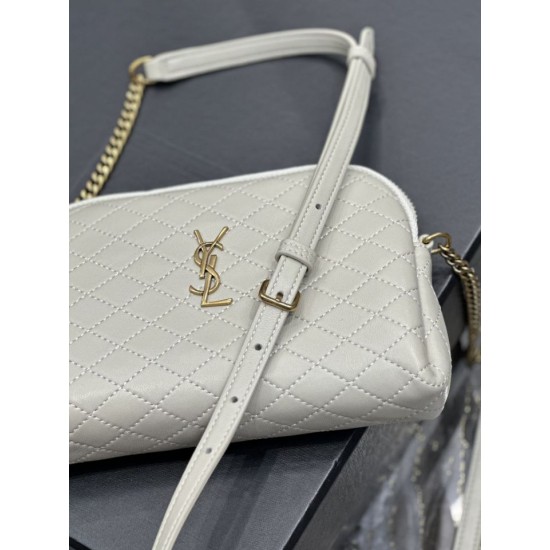 Replica YSL Saint Laurent Gaby Zipped Pouch Chain Bag 18cm White Replica YSL Saint Laurent Gaby Zipped Pouch Chain Bag 18cm White