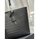 Fake YSL Saint Laurent Shopping Tote Bag Crocodile Print Leather Black Replica