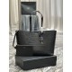 Fake YSL Saint Laurent Shopping Tote Bag Crocodile Print Leather Black Replica