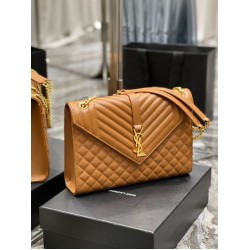 Fake YSL Saint Laurent Large Envelope Bag Mix Matelasse Caramel 31cm Replica