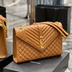 Fake YSL Saint Laurent Large Envelope Bag Mix Matelasse Caramel 31cm Replica