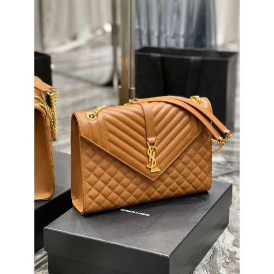 Fake YSL Saint Laurent Large Envelope Bag Mix Matelasse Caramel 31cm Replica