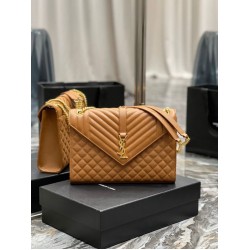 Fake YSL Saint Laurent Large Envelope Bag Mix Matelasse Caramel 31cm Replica