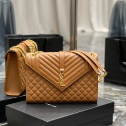 Fake YSL Saint Laurent Large Envelope Bag Mix Matelasse Caramel 31cm Replica