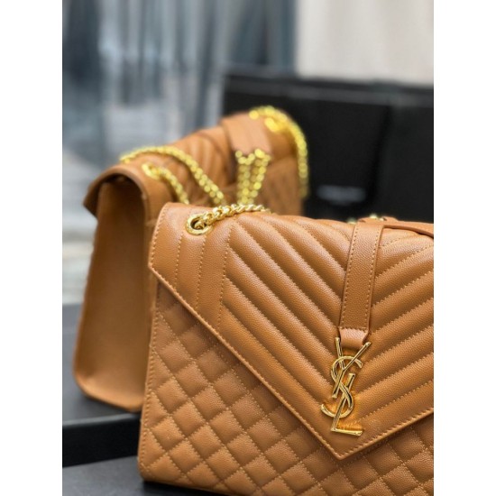Fake YSL Saint Laurent Large Envelope Bag Mix Matelasse Caramel 31cm Replica