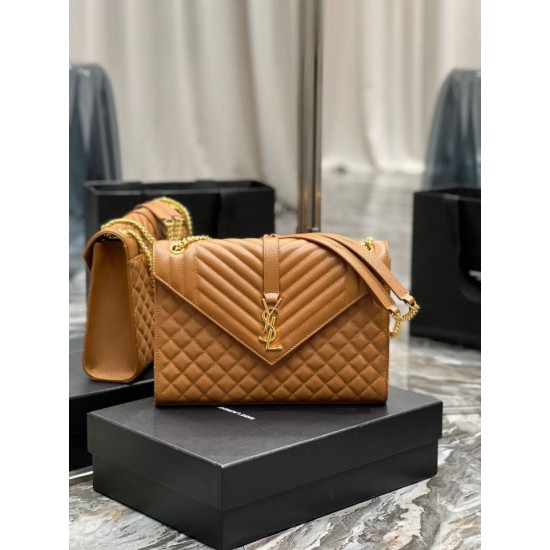 Fake YSL Saint Laurent Large Envelope Bag Mix Matelasse Caramel 31cm Replica