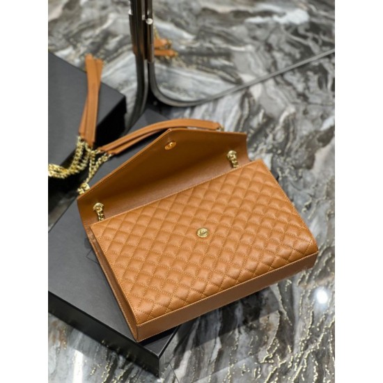 Fake YSL Saint Laurent Large Envelope Bag Mix Matelasse Caramel 31cm Replica