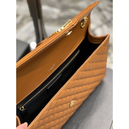 Fake YSL Saint Laurent Large Envelope Bag Mix Matelasse Caramel 31cm Replica