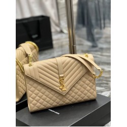 Fake YSL Saint Laurent Large Envelope Bag Mix Matelasse Apricot 31cm Replica