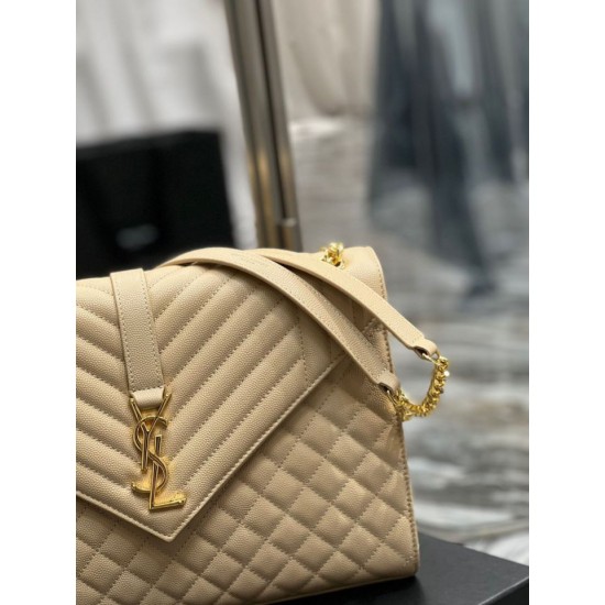 Fake YSL Saint Laurent Large Envelope Bag Mix Matelasse Apricot 31cm Replica