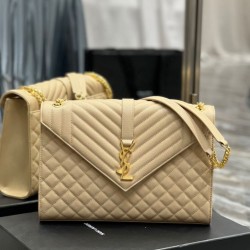 Fake YSL Saint Laurent Large Envelope Bag Mix Matelasse Apricot 31cm Replica