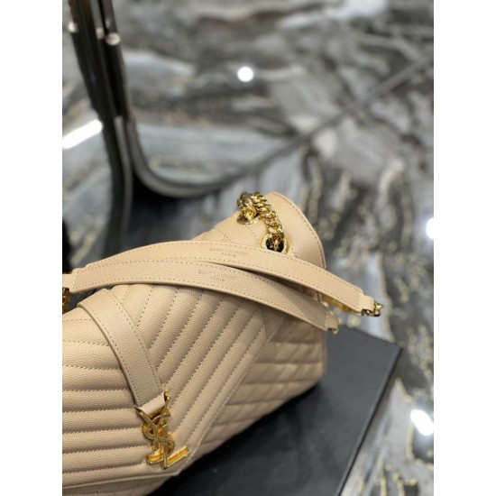 Fake YSL Saint Laurent Large Envelope Bag Mix Matelasse Apricot 31cm Replica