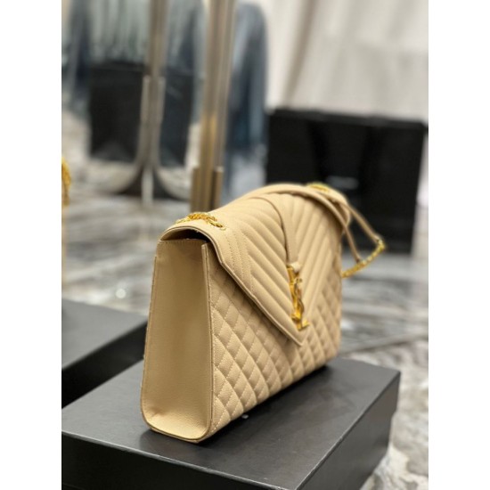 Fake YSL Saint Laurent Large Envelope Bag Mix Matelasse Apricot 31cm Replica