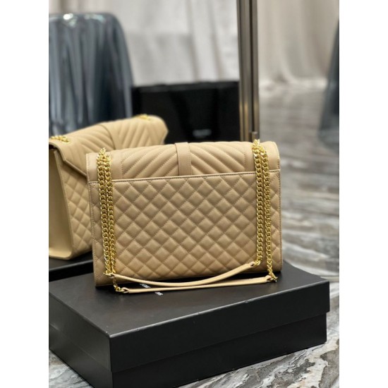 Fake YSL Saint Laurent Large Envelope Bag Mix Matelasse Apricot 31cm Replica