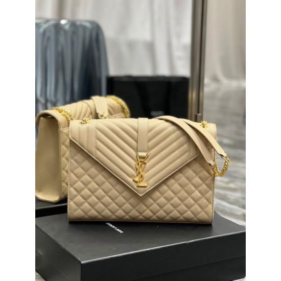 Fake YSL Saint Laurent Large Envelope Bag Mix Matelasse Apricot 31cm Replica