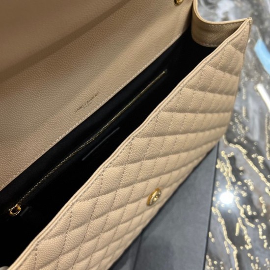 Fake YSL Saint Laurent Large Envelope Bag Mix Matelasse Apricot 31cm Replica