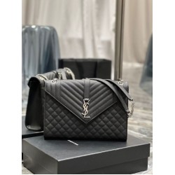 Fake YSL Saint Laurent Large Envelope Bag Mix Matelasse Black 31cm Replica