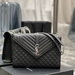 Fake YSL Saint Laurent Large Envelope Bag Mix Matelasse Black 31cm Replica